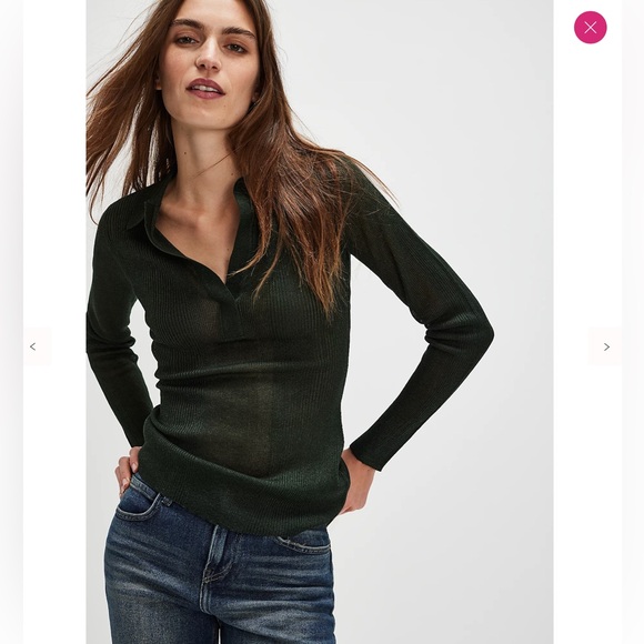 Free People Sweaters - Free People SER.O.YA Paige Polo Sweater Top Forest Green Size XS New with tags